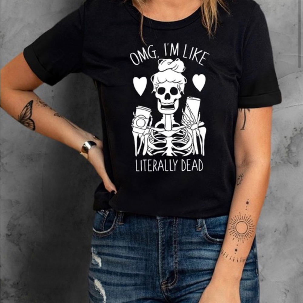 Literally dead Skull Lady graphic T-shirt